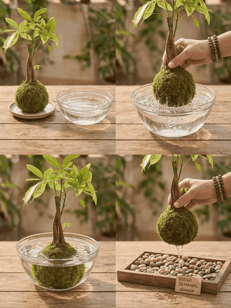 Cuidado de un kokedama en verano