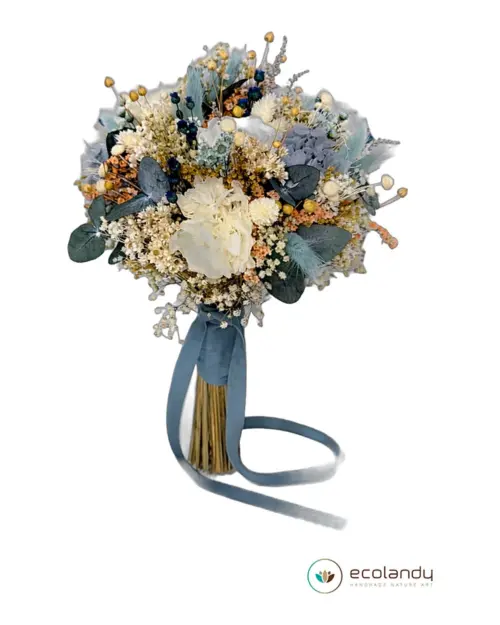 Ramo de novia boho azul romántico de flor preservada – Ecolandy