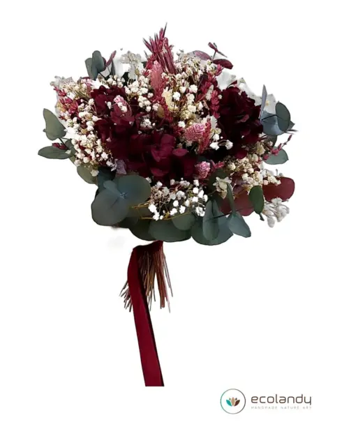 Ramo de novia boho burdeos de flor preservada – Ecolandy