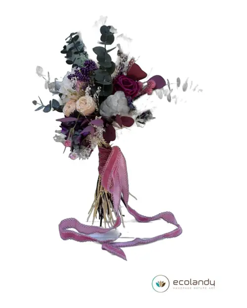 Ramo de novia boho chic rosa burdeos XL de flor preservada – Ecolandy