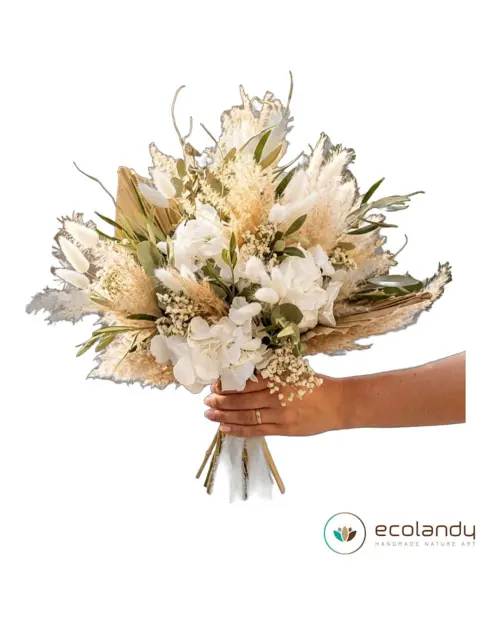 Ramo de novia con plumones de pampas – Ecolandy
