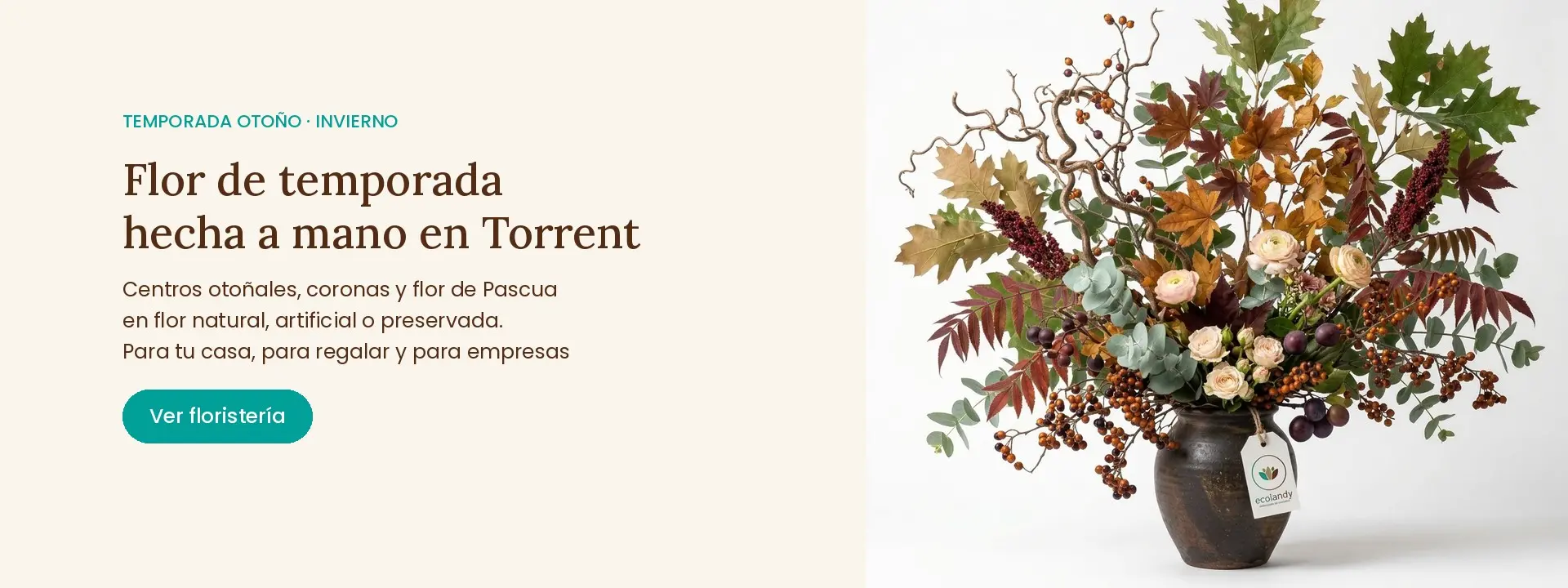 Flor de temporada otoño-invierno hecha a mano en Torrent: centros otoñales, coronas y flor de Pascua – Ecolandy