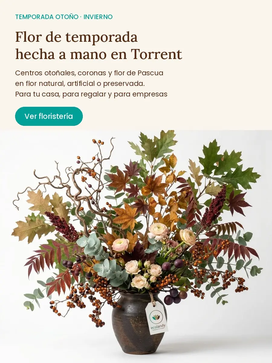 Flor de temporada otoño-invierno hecha a mano en Torrent: centros otoñales, coronas y flor de Pascua – Ecolandy